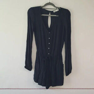 HOLLISTER California Romper Navy Blue Small Long Sleeves Cinch Waist Beach Boho